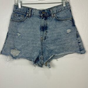 BDG High Waisted Acid Wash Distressed Denim Shorts Size 29